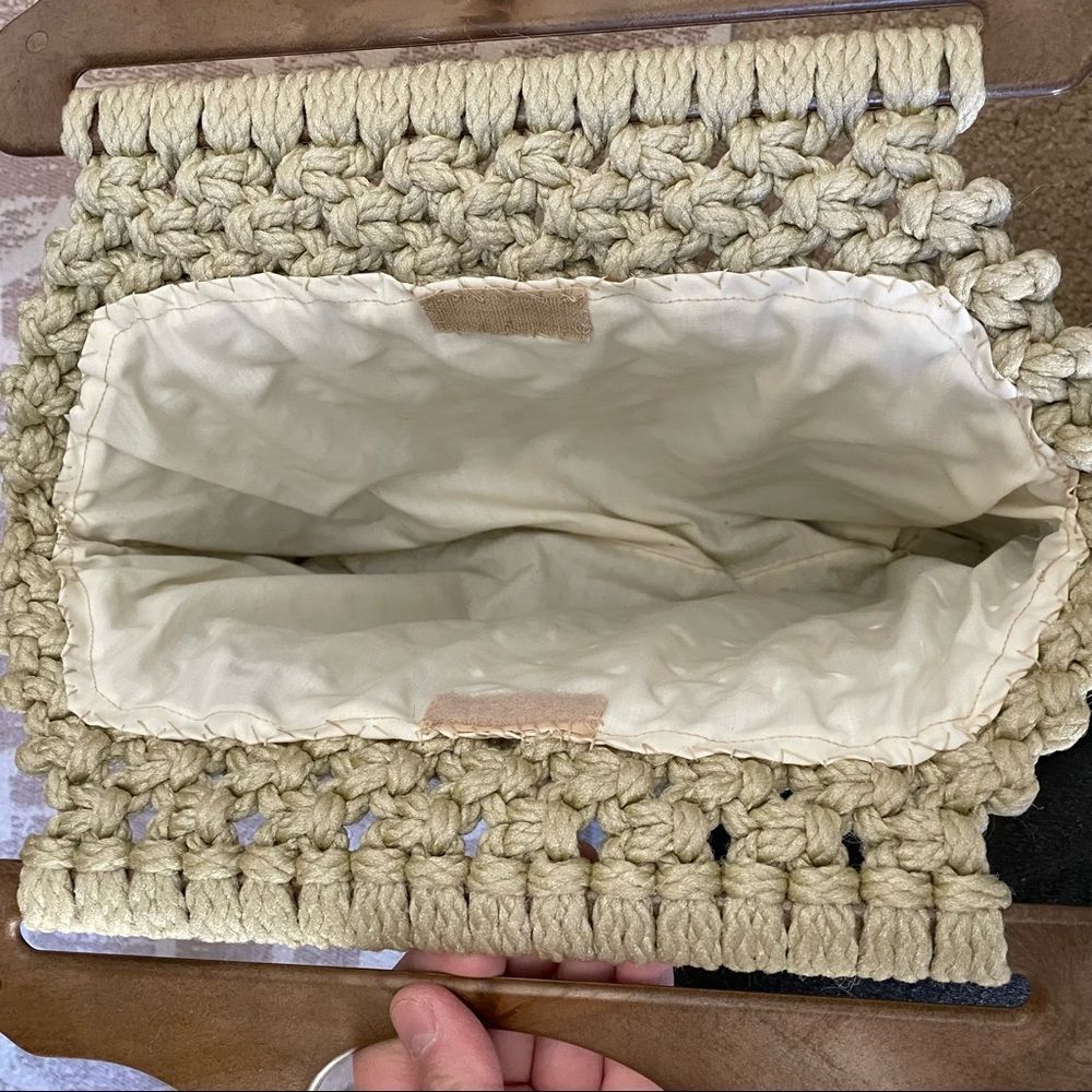 Vintage Macrame Rope Purse Cattails Purse Handbag Coastal Cottage - Picture 3 of 5